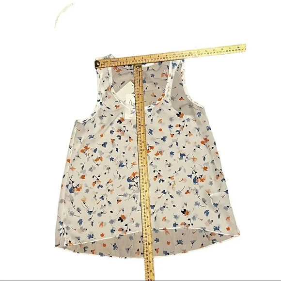 JOIE Tank Top Erla Floral Print Blouse Sleeveless White Side Slits XS - Picture 7 of 8